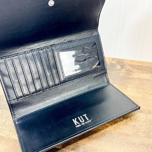 Kut From The Kloth Slim Striped Wallet NEW Vegan Leather FabFitFun Black & White - Picture 4 of 7